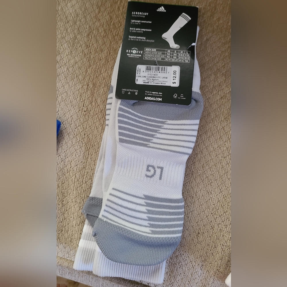 Adidas Men's Athletic Socks in Gray and White Sz LG